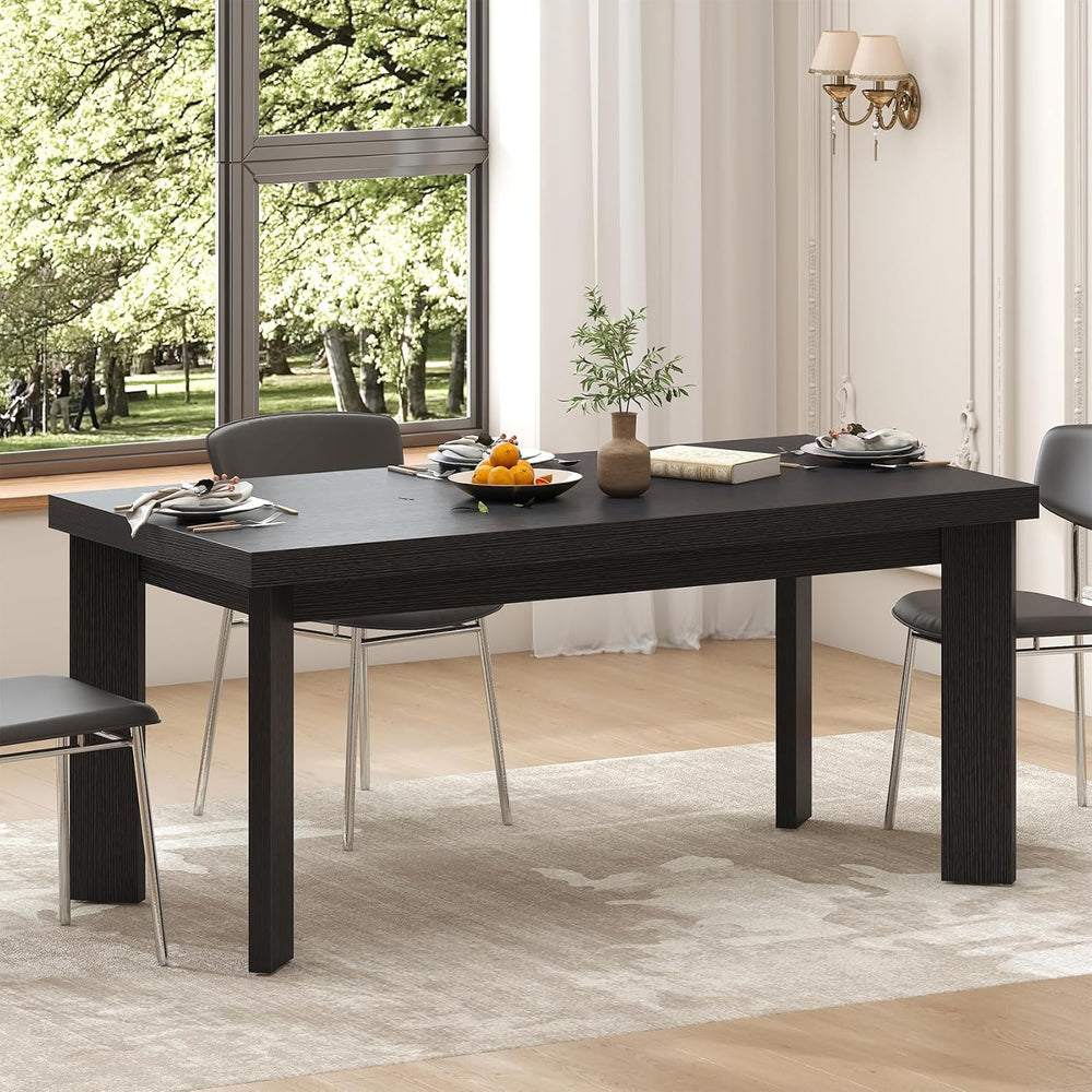 Bigbiglife 63 Inch Dining Table for 6, Indoor Outdoor Dining Table with Wood ...