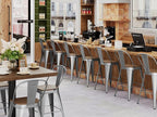 Andeworld Metal Bar Stools Set of 4, 30 inch Bar Height Barstools with Backs Farmhouse Modern High Back Bar Stools with Larger Seat Kitchen Dining Bar Chairs,Silver
