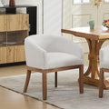 SoarFlash Mid Century Modern Upholstered Barrel Dining Chairs with Arms, Farmhouse Linen Kitchen and Dining Room Chairs, with Natural Hardwood Frame (Beige)