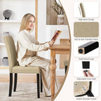 Yaheetech Dining Chairs Set of 6 Fabric Upholstered Parson Kitchen Chairs with Padded Seat and Solid Wood Legs for Dining Room/Restaurant, Khaki