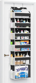 Over The Door Organizer Hanging 6-Shelf Storage Organizer with 50lb Heavy Duty Perfect for Bathroom Closet Nursery Bedroom Laundry Pantry (Black, 1 Pack)