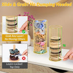 Gold Metal Hair Ties Holder Organizer – Stylish Scrunchie Stand with Side Opening for Easy Access – Countertop Hair Elastics Storage for Women & Girls, Set of 2 (Large & Small)