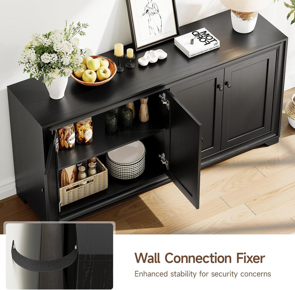 ONBRILL 60" Buffet Cabinet with Storage, 4 Doors Sideboard Buffet Cabine...