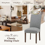 Furniliving Upholstered Dining Chairs Set of 2 - Line Fabric Modern Farmhouse Kitchen Chairs, High-Back Dining Room Chairs with Wooden Legs for Kitchen Dining Room Living Room.Grey