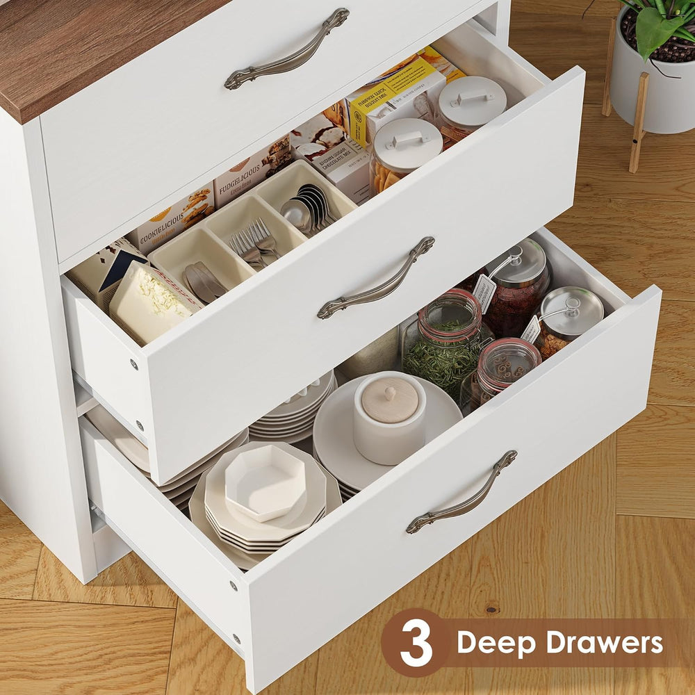 Keyluv 71“ Tall Kitchen Pantry Storage Cabinet with Microwave Stand, Buffet K...