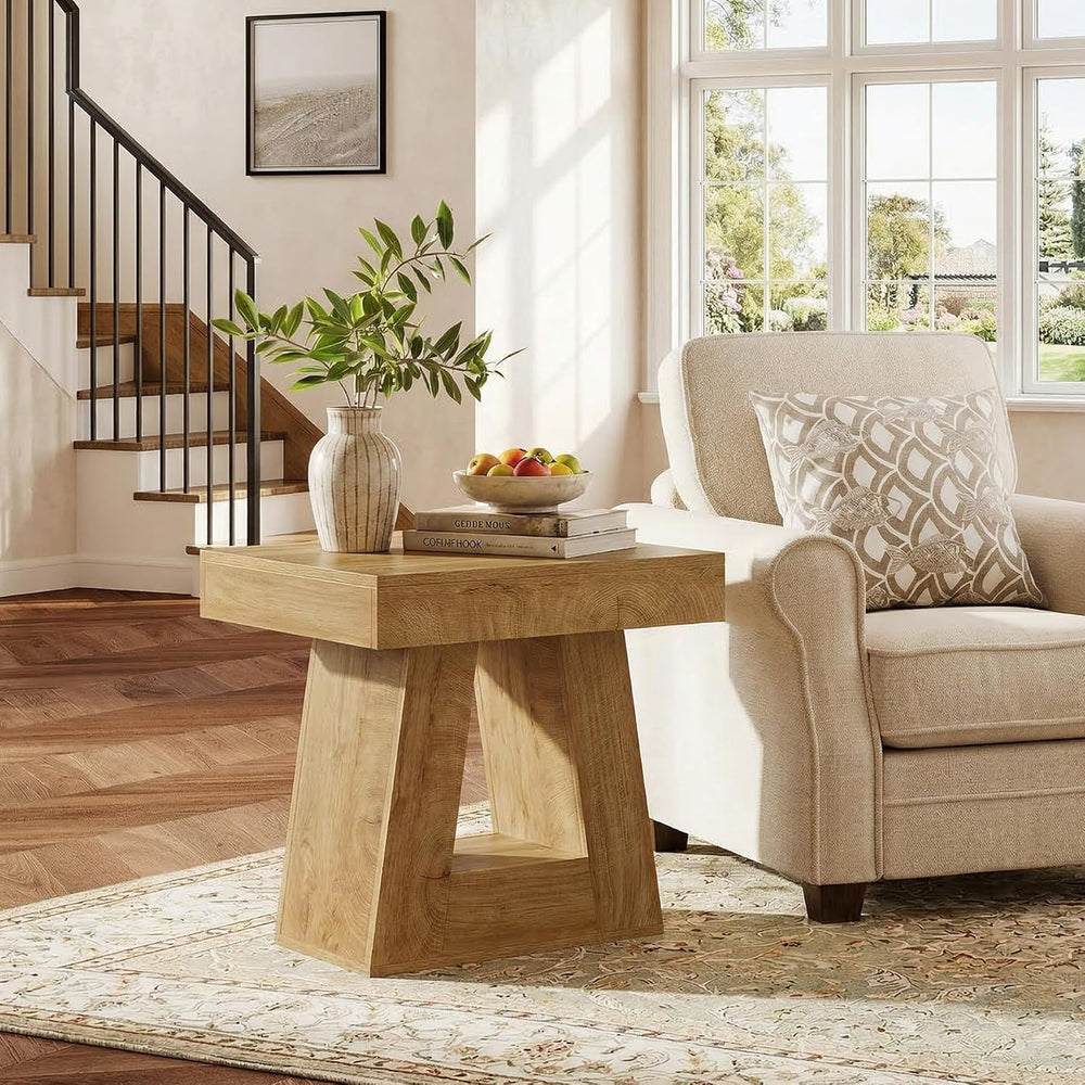 Tribesigns 24" Side Table, Narrow End Table with 2-Tier Storage Shelf, F...