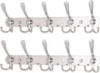 Dseap Wall Mounted Coat Rack - 5 Tri Hooks, Heavy Duty, Stainless Steel, Metal Coat Hook Rail for Coat Hat Towel Purse Robes Mudroom Bathroom Entryway (Chromed, 2 Packs)