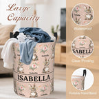 Custom Name Laundry Hamper, Personalized Rabbit Laundry Basket with Name for Boys Girls Kids Men Women, Customized Name Dirty Clothes Basket Gifts for Clothes Toy Bathroom Bedroom Laundry Room Dorm
