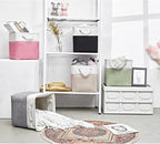 Fabric Storage Cubes, 11 inch cube storage bin with Handles, 11x11cube storage organizer bins, Collapsible Storage Bins for Shelves and Home, Cubby Storage Bins (white-khaki, 10.5x10.5x11in)