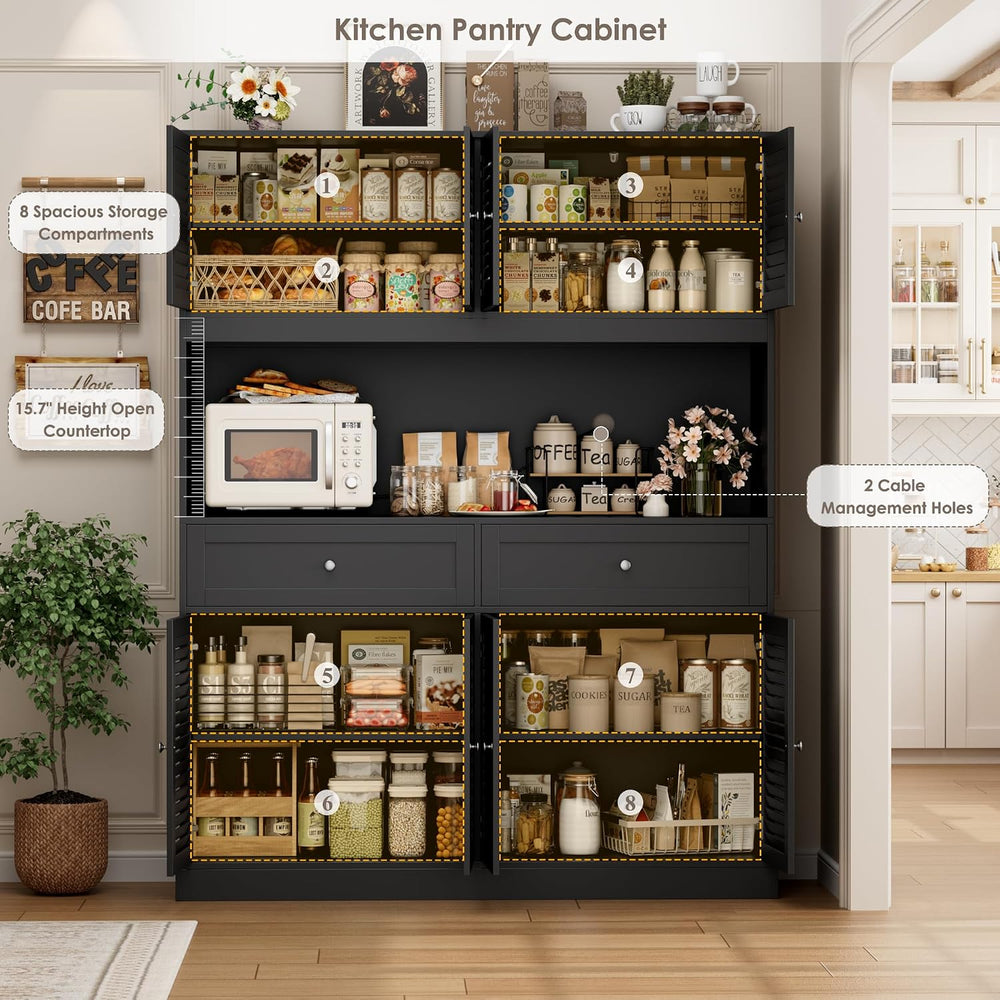HIFIT 71“HX55“W Kitchen Hutch, Farmhouse Pantry Cabinet for Food Storage | La...