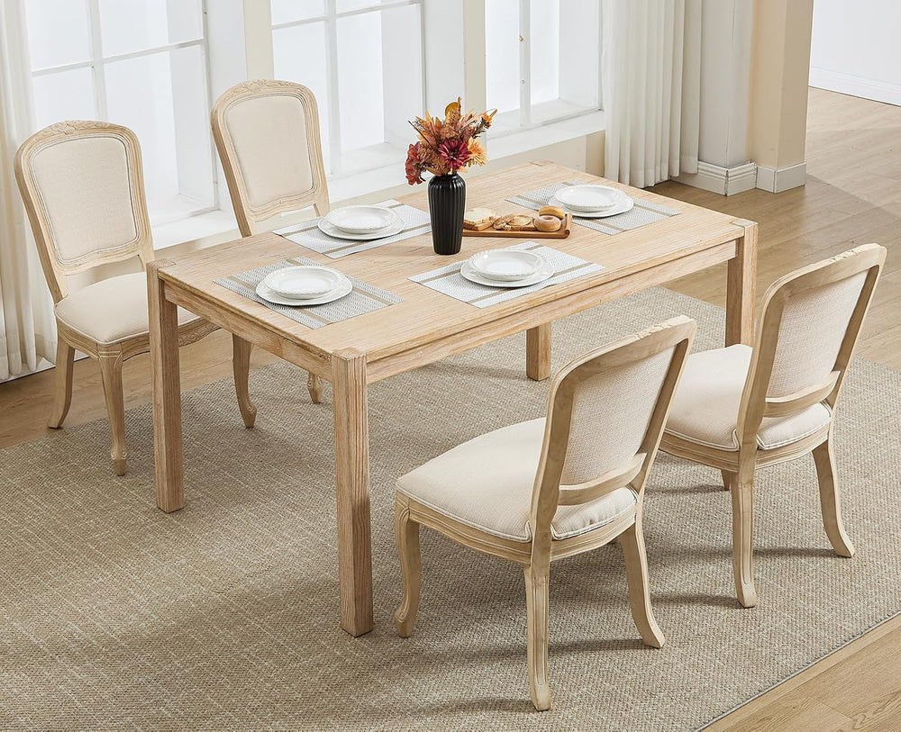 chairus French Country Dining Chairs Set of 6, Upholstered Linen Dining Room ...
