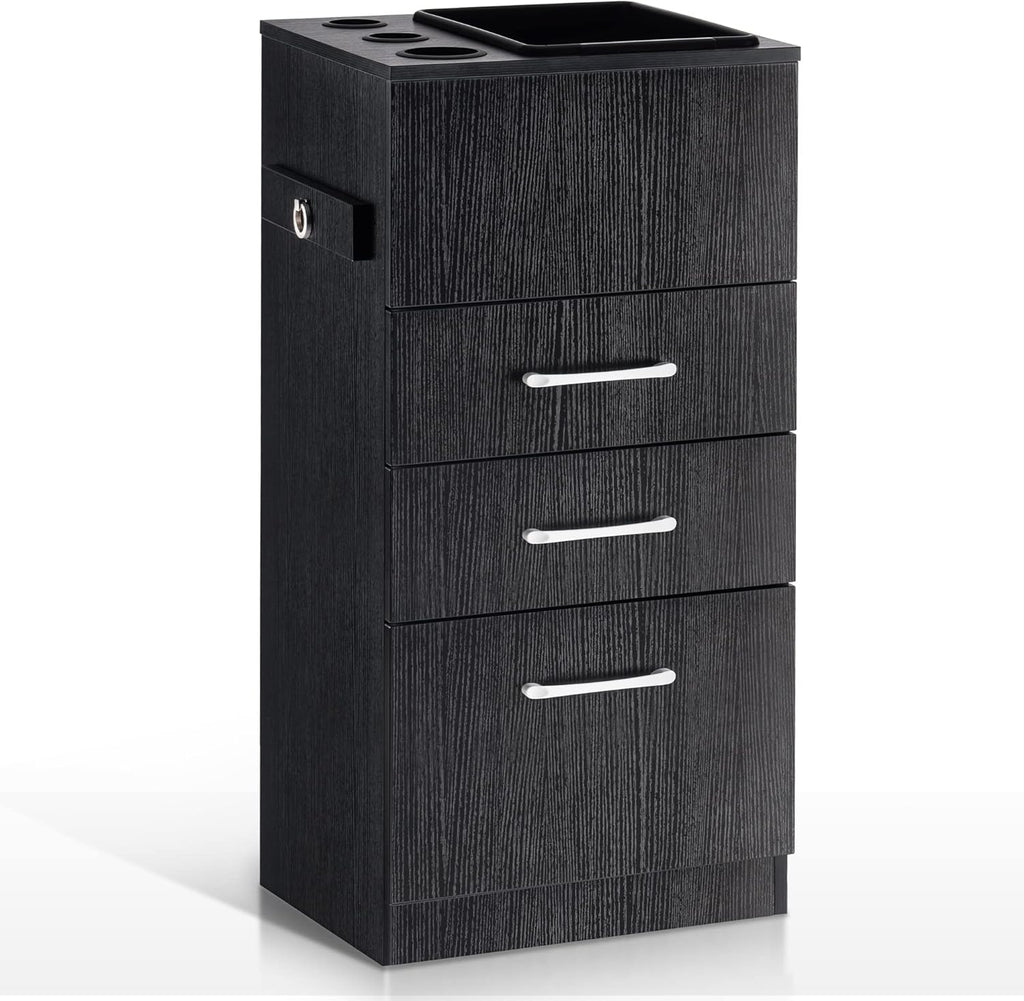 BarberPub Salon Storage Cabinet Beauty Locker Hair Dryer Holder Stylist Spa Equipment with Drawer 2035 (Black)