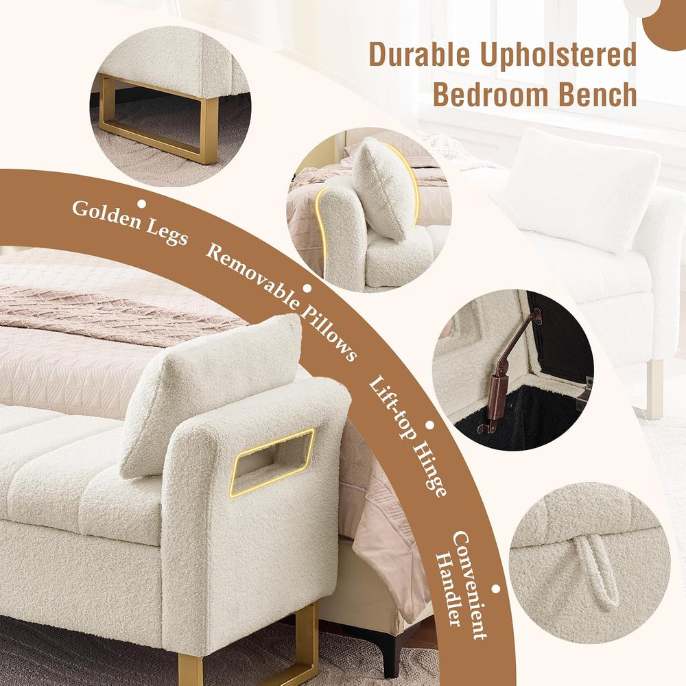 66" King Size Storage Bench for Bedroom End of Bed Benches with Storage ...