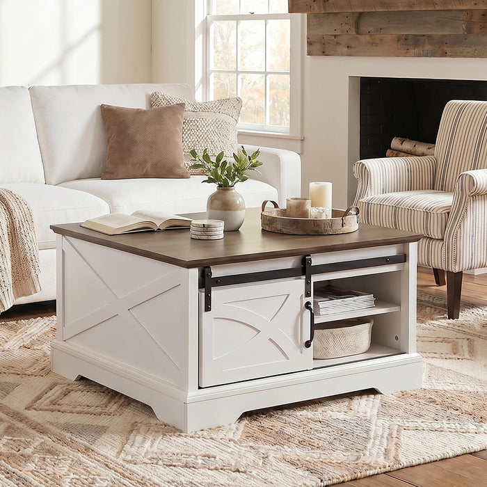 31.5" Farmhouse Hinged Lift Top Coffee Tables for Living Room with Storage