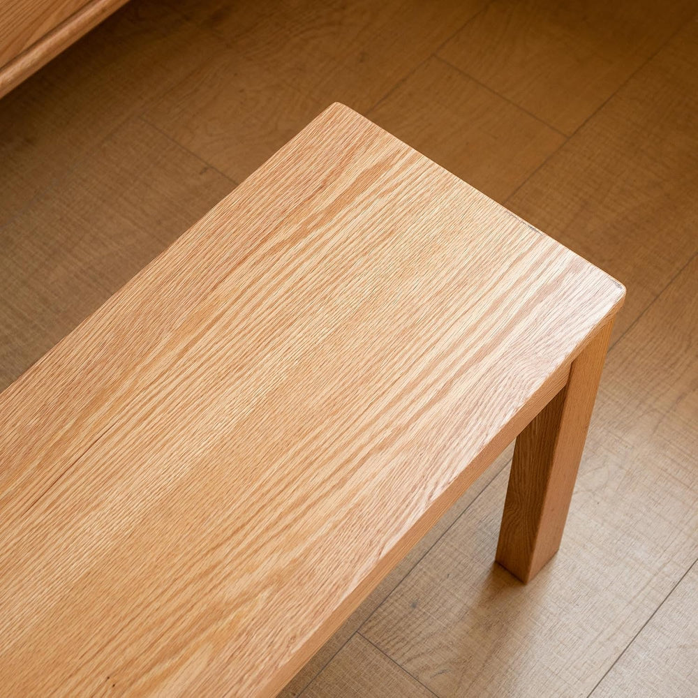 GDFStudio 39.37" Solid Oak Wood Dining Bench, Rectangular Wooden Bench S...