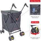 dbest Products Cruiser Cart Urban 360 Folding Shopping Grocery Collapsible Laundry Basket on Wheels Foldable Utility Trolley Carrito de Compras