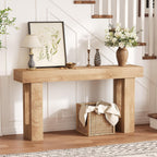 63 Inch Farmhouse Console Table for Entryway, Slim Wood Sofa Side Table, Modern Minimalist Decorative Furniture for Living Room, Hallway, Front Door, Natural
