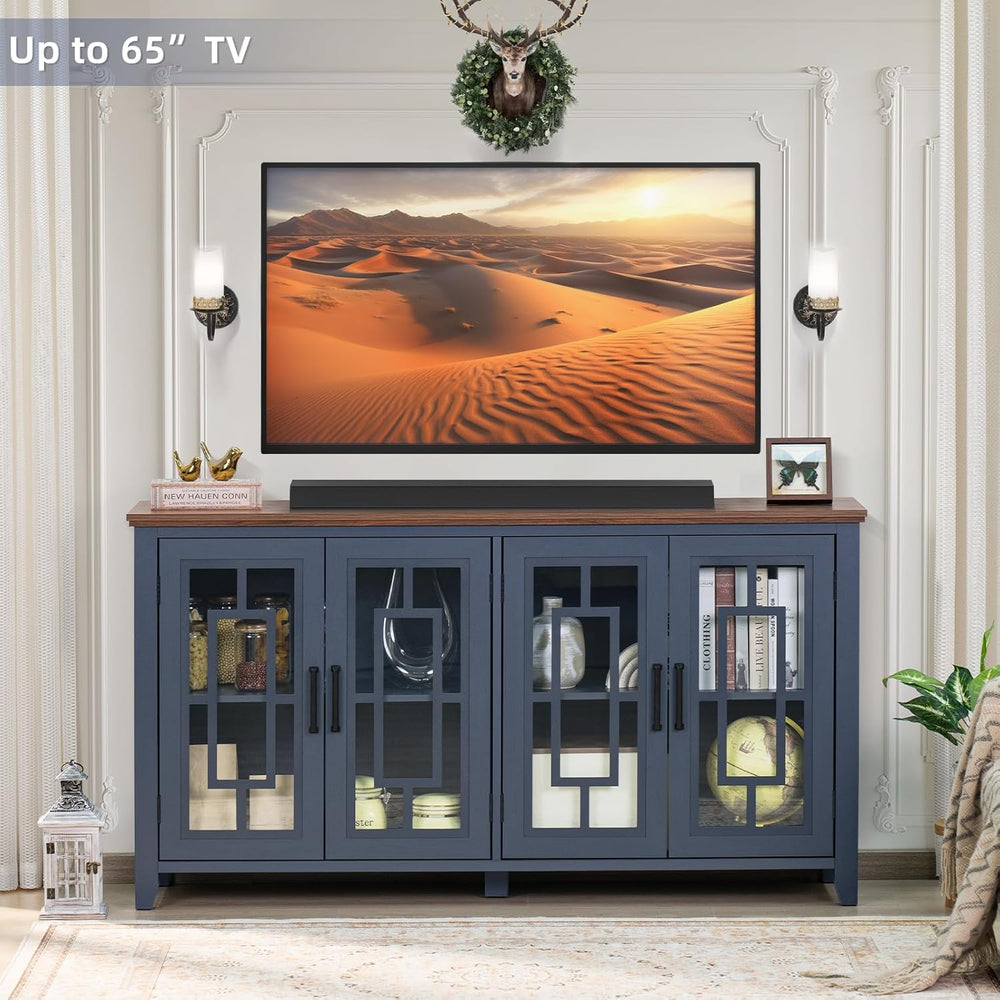 Joaxswe Large Sideboard Buffet Cabinet with Storage, 63" Farmhouse Navy ...