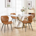 Dining Chairs Set of 6, Comfy Modern Dining Chairs with Thick Cushions, Upholstered Faux Leather Kitchen Side Chairs with Adjustable Metal Legs for Dining Room (Caramel)