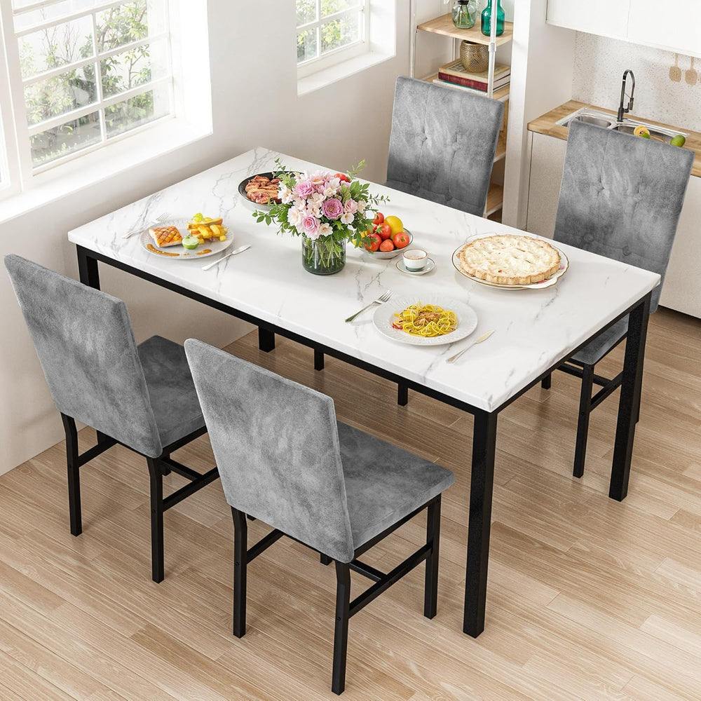 Hooseng Dining Room Table Set 5 Piece Dining Table Set Marble Dining Table 4 ...