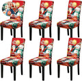 Christmas Chair Covers, Stretch Dining Room Chair Covers Set of 6, Christmas Decoration/Home Decor Chair Protector Slipcovers