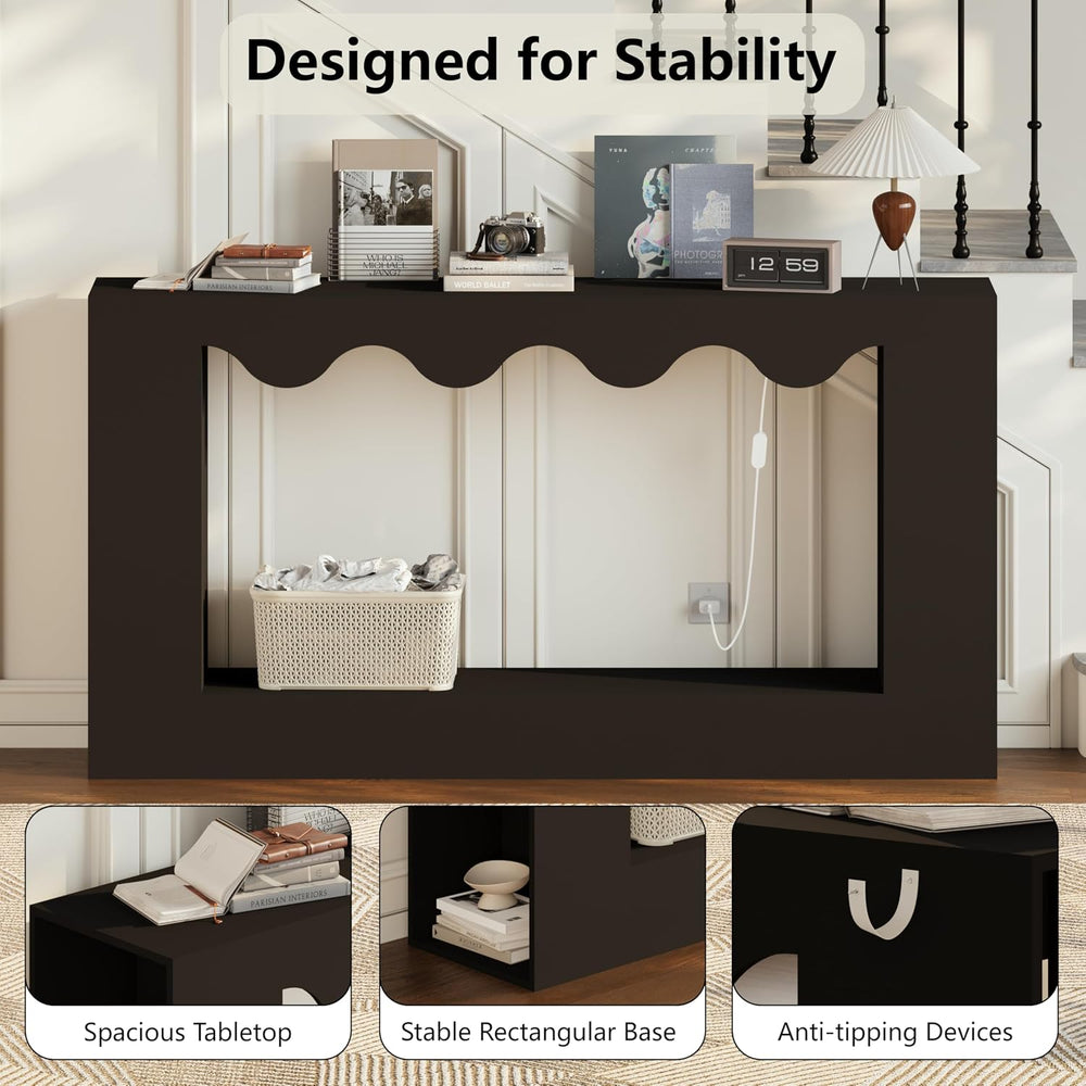 63-Inch Smart Console Table with App & Button Controlled RGB Lights, Wavy...