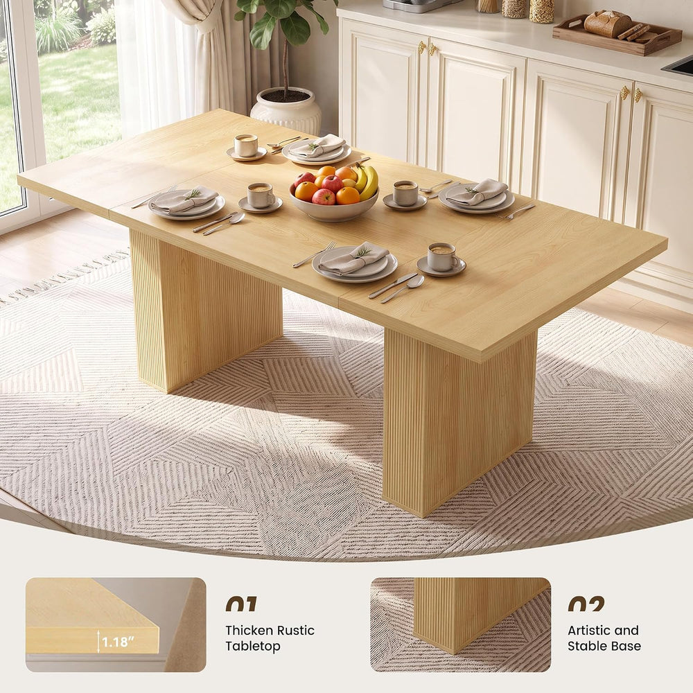 Miereirl 9-Piece Modern Farmhouse Dining Table Set for 8, 78" Kitchen Ta...
