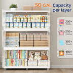 150GAL Extra Large Storage Bins with Lid, 600QT Collapsible Organizer with Wheels, Stackable Closet Cabinet with Doors, Folding Storage Containers for Home, Office, Kitchen, 3Pack White