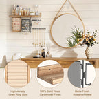 SOLIMINTR Hanging Jewelry Organizer Wall Mount with Rustic Wood Shelf, Ring Display Box, Ear Studs Earring Holder, Rotating Necklace Holder Organizer