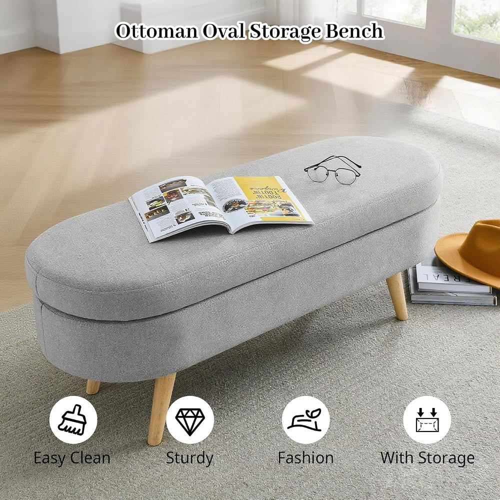 Storage Bench, 43" Storage Ottoman Bench for Bedroom, Upholstered Entryw...