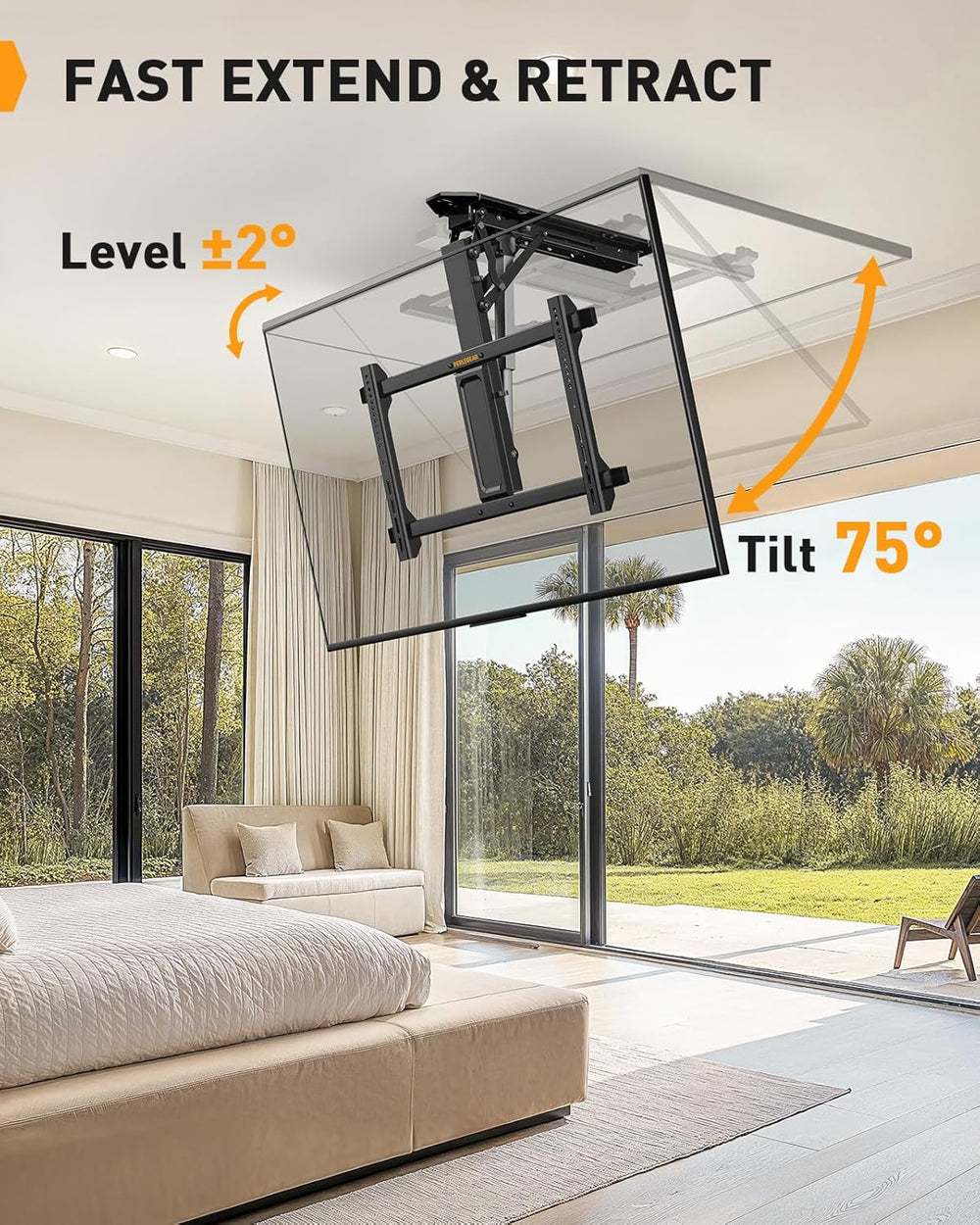 Perlegear Electric Ceiling TV Mount with Remote for 32-70 inch Flat and Curve...