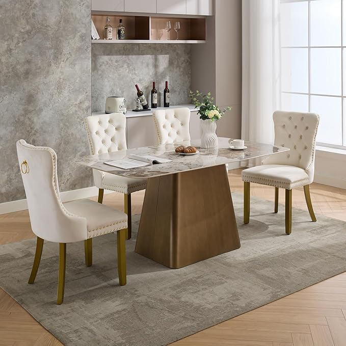 Velvet Dining Chairs Set of 6, Kitchen & Dining Room Chairs, Upholstered ...