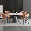 Modern Dining Chairs Set of 4, Faux Leather Upholstered Kitchen Chairs with Curved Back and Metal Legs, Mid Century Chairs for Dining Room, Breakfast Nook, or Café (Brown)