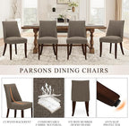 COLAMY Upholstered Dining Chairs Set of 6, Mid Century Modern Kitchen Chairs with Back, Farmhouse Fabric Side Dining Room Chairs with Wood Legs for Dining Room Restaurant, Brown