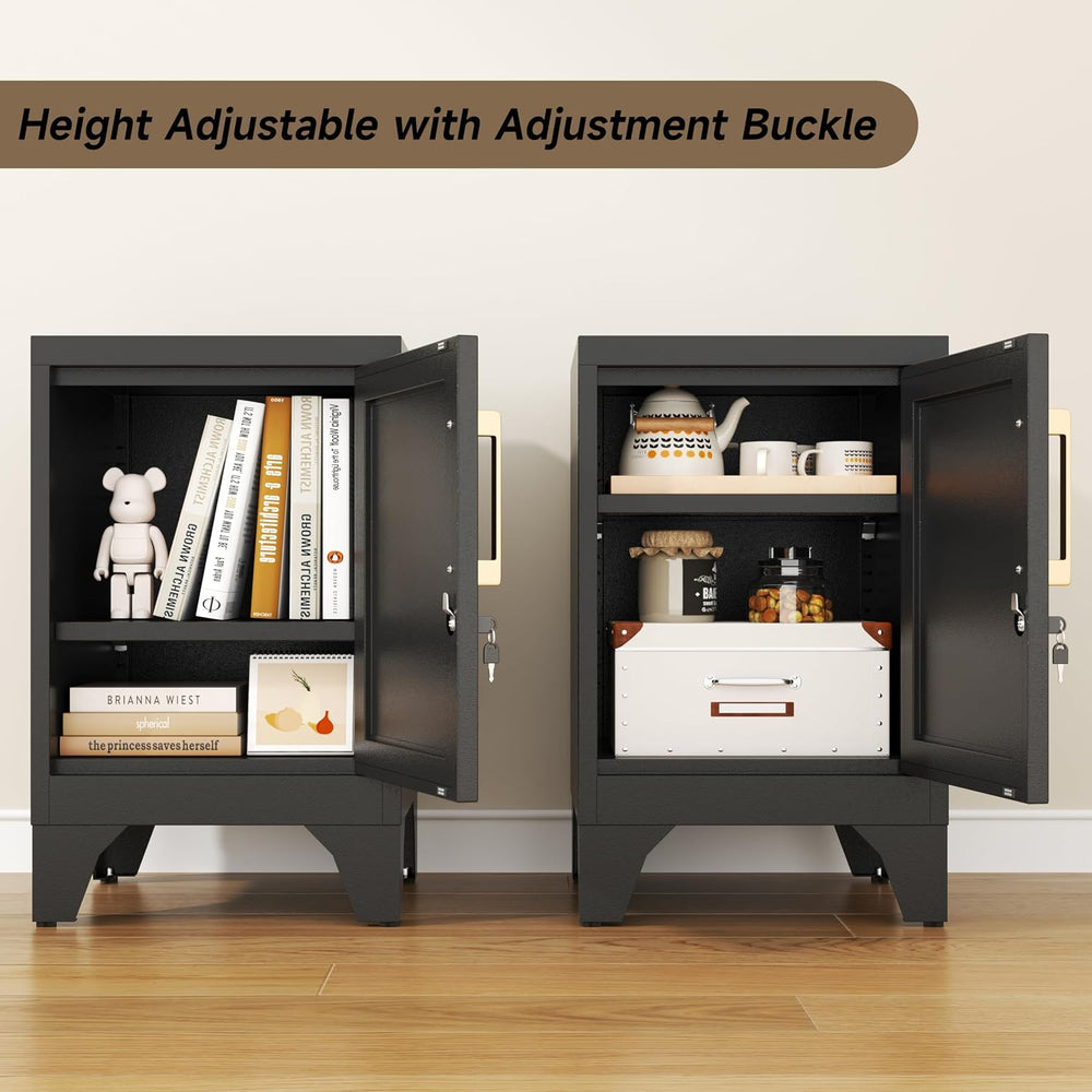 23.6" H Black Metal NightStand Locker Storage Cabinet with 1 Doors, Smal...