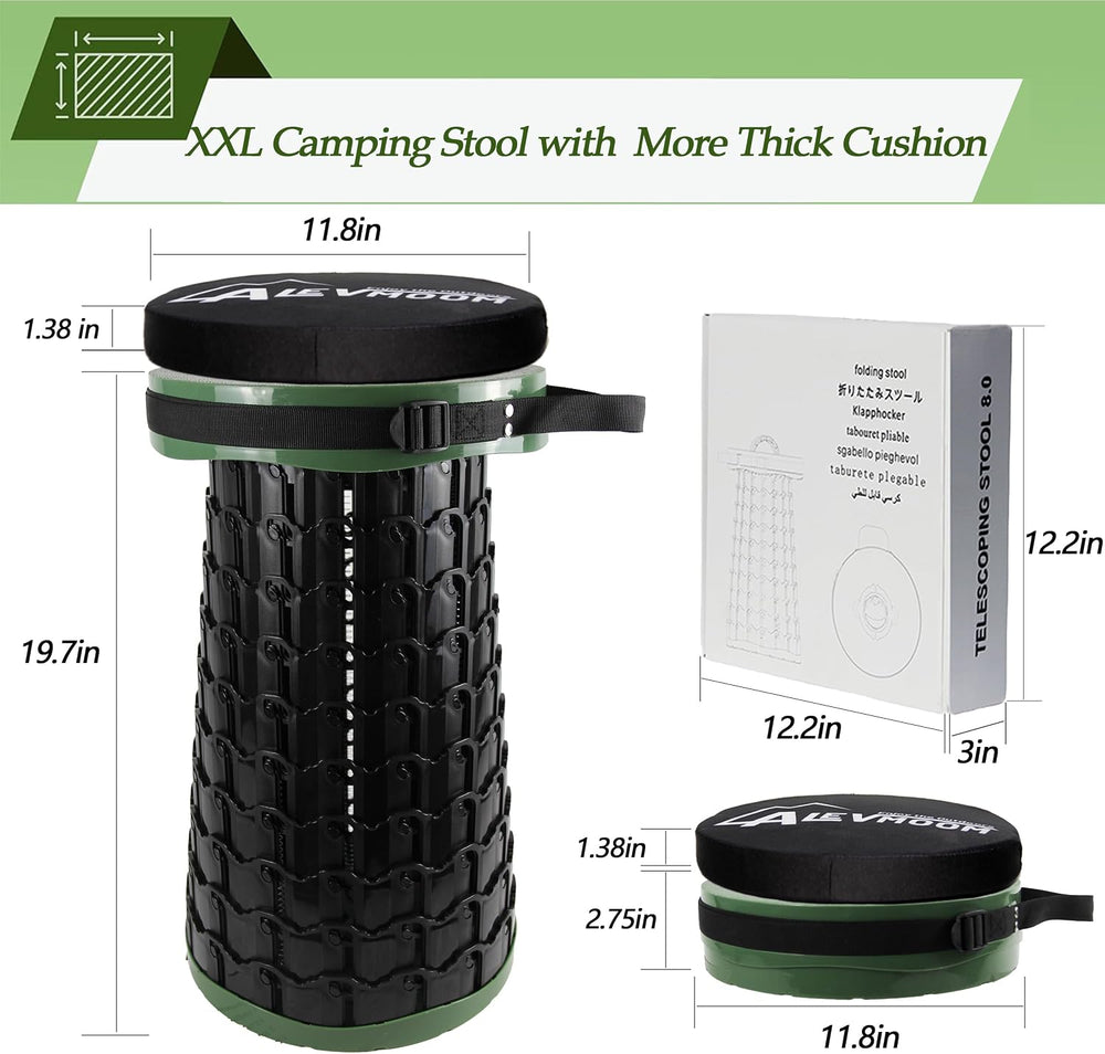 Upgraded XXL Collapsilbe Stool with Cushion,More Sturdy and Height 19.7“,D11....