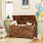 HOOBRO Storage Bench, 39.4” Retro Wooden Storage Chest with U-Shaped Cut-Out Pull, Safety Hinge, Supports 220 lb and Easy Assembly for Toy Box Organizer (Rustic Brown) BF771CW01