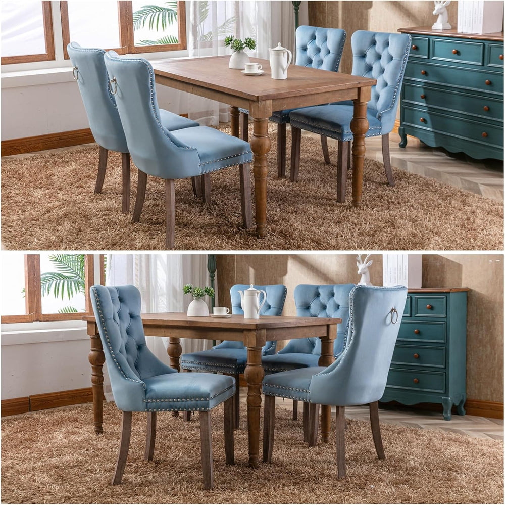 Dining Chairs Set of 2, Dining Chair with Velvet Upholstery Seat & Contou...