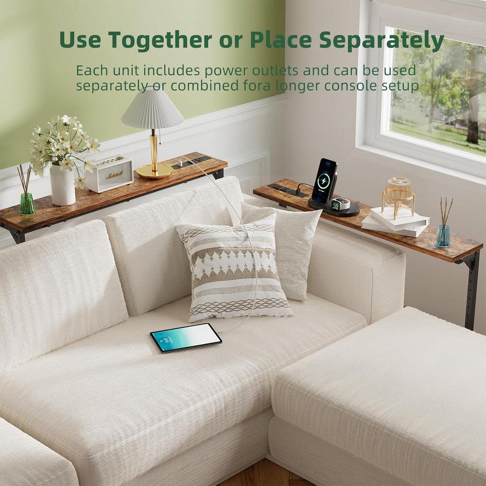 Simple Trending 78.75” Console Table, Narrow Behind Couch Table, Adjustable S...