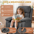 Korser Recliner Chair, Living Room Chairs for Adults, Padded Deep Seat Reading Chair with Side Pockets, Small Recliners for Small Spaces, Lounge Chair for Living Room, Bedroom, and RV (Linen)