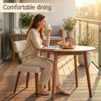 Dining Chairs, Mid-Century Modern Upholstered Kitchen Chairs with Curved Backrest and Linen Fabric Seat, Wood Leg Accent Chairs for Dining Room, Living Room, Bedroom, Linen Beige