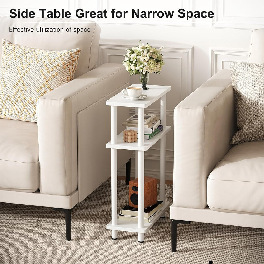 Apicizon Small Narrow Side Table, 3-Tier Skinny End Table with Storage Shelf,...