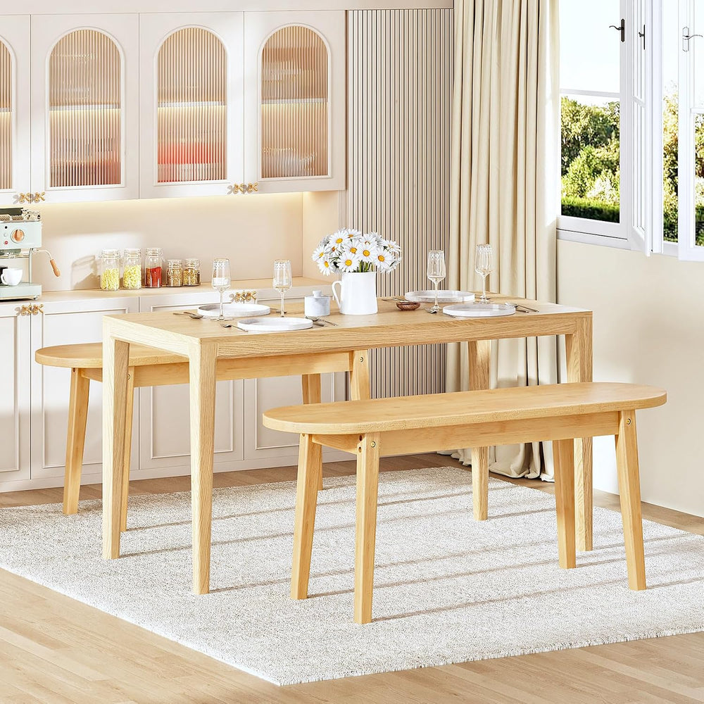 HOOBRO 39.4'' Dining Bench, Farmhouse Kitchen Table Bench, Bamboo Ent...