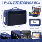 Abbylike 6 Pack Toy Storage Bag Bricks Building Set Car Toy Organization Bags for Traveling Carrying Case, Storage Organizer Puzzles(Navy)