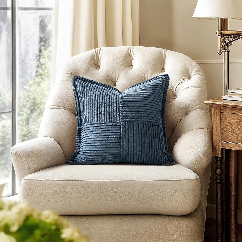 MIULEE Decorative Euro Sham Throw Pillow Covers 24x24 Inch Blue 2 Pack