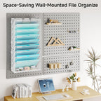 Lavatino 10-Tier Hanging Wall File Folders Organizer - White Metal Mesh Paper Magazine Document Mail Holder File Organizer for Office School Home Wall Mount or Desk Supplies Organization