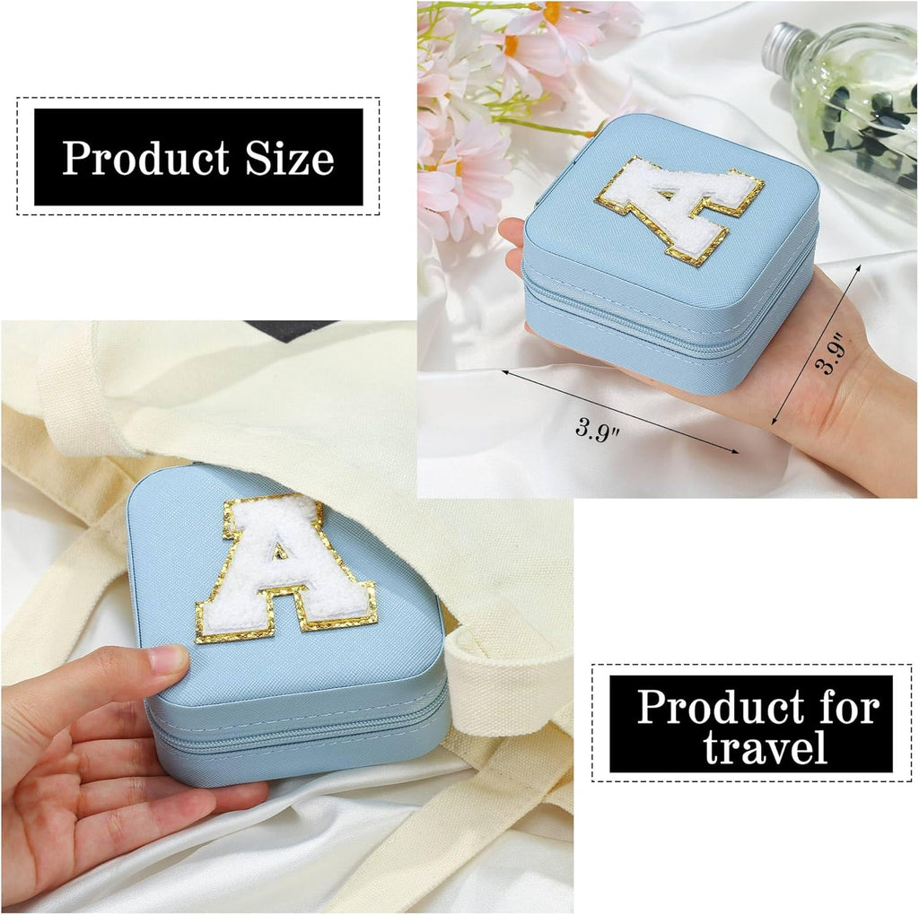 Parima Christmas Stocking Stuffers Gifts for Grandkids - Travel Jewelry Case for Girls' Jewelry Box | Unique Christmas Gifts for Teenage Girls Women Friends - Personalized Letter J, Sky Blue