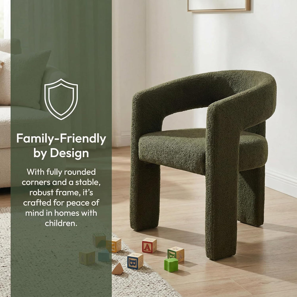 Hyfirm Modern Barrel Dining Chairs Set of 4, Comfy Sherpa Upholstered Accent ...