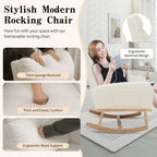 HCHAIRH Rocking Chair Nursery, Sherpa Nursing Rocking Armchair for Mom Nursery Morden Rocker Chair with High Backrest for Living Room,Bedroom,Teddy White