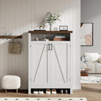6-Tier Shoe Cabinet with Doors,Farmhouse Shoe Storage Cabinet,White | Narrow Shoe Cabinet with Adjustable Shelves, Large Capacity Wooden Shoe Rack Organizer for Entryway, Hallway, Living Room